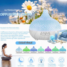 Carica l'immagine nel visualizzatore di Gallery, Diffusore di Oli Essenziali,550ml Diffusore di Aromi,Umidificatore Ambiente Fino a 8 Ore di Lavoro,Diffusore Ambiente Lu