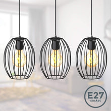 Carica l'immagine nel visualizzatore di Gallery, B.K.Licht Lampadario vintage, adatto per 3 lampadine E27 non incluse, largo 70cm, alto 112cm, lampada a sospensione con 