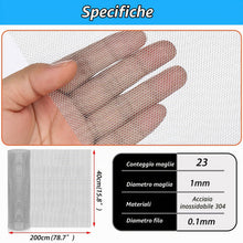 Carica l'immagine nel visualizzatore di Gallery, Rete metallica a maglia fine, 40 x 200 cm, larghezza maglie 1 mm, in acciaio inox 304, griglia in metallo, per aiuole ri