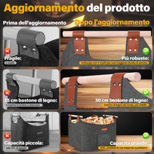 Carica l'immagine nel visualizzatore di Gallery, XXL Legna da ardere cesto in feltro extra spesso e Manico, Grigio ardesia