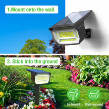 Carica l'immagine nel visualizzatore di Gallery, LOTMOS 3Pcs Faretti Solari da Esterno, 72 LED Lampade da Giardino 3 Modalità IP67 Impermeabile Luce per Cortile, Patio, 