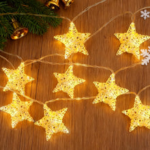 Carica l'immagine nel visualizzatore di Gallery, Stringa Di Rattan Stella,Catena Luminosa Decorativa in Rattan,LED Catena Luminosa,Luci Esterno Natale,per Natale Matrimo