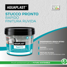 Carica l'immagine nel visualizzatore di Gallery, Aguaplast Rapid Fill, stucco in pasta pronto all'uso effetto intonaco per riempimenti. Colore grigio, essicazione rapida