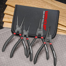 Carica l'immagine nel visualizzatore di Gallery, WISEUP 4 Pezzi Pinze Per Anelli Di Sicurezza, pinza interne ed esterne diritte da 170 mm, acciaio al carbonio industrial
