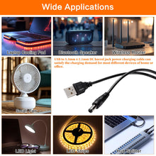Carica l'immagine nel visualizzatore di Gallery, 2 Pezzi 1m 24AWG Cavo USB a DC 5V, Cavo di Alimentazione da USB a Jack a Cilindro da 5.5 mm x 2.1 mm 5 Volt DC, per Disp