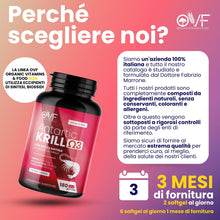 Carica l'immagine nel visualizzatore di Gallery, OVF Olio di Krill Antartico 180 Capsule Molli Softgel con Omega 3 Astaxantina e Fosfolipidi EPA DHA Naturali Omega 3 Kri