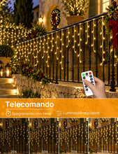 Carica l'immagine nel visualizzatore di Gallery, Tenda Luminosa Natale 20M 560 LED Bianco Caldo Telecomando
