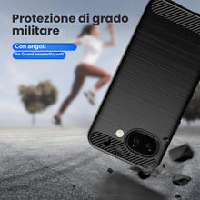 Carica l'immagine nel visualizzatore di Gallery, Custodia Cover per Google Pixel 10a 5G, Spazzolata e Fibra di Carbonio Morbido Silicone TPU Cover e 2 Pezzi Pellicola Ve