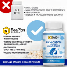 Carica l'immagine nel visualizzatore di Gallery, COLLAGENE 360 Compresse - Collagene Idrolizzato 2000 mg - Collagene e Acido Ialuronico - Pelle Luminosa, Articolazioni S