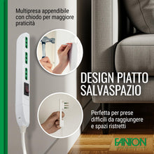 Carica l'immagine nel visualizzatore di Gallery, FANTON Multipresa SLIM 1,5 metri 3 prese bipasso, con spina piccola CLOCK