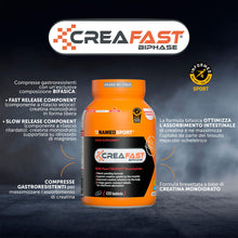 Carica l'immagine nel visualizzatore di Gallery, NAMEDSPORT CREAFAST 120 Compresse Gastroresistenti Bifasiche | Creatina Monoidrato 3 g Per Dose | Sviluppo Massa Muscola