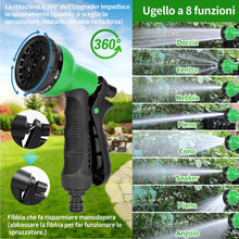 Carica l'immagine nel visualizzatore di Gallery, Tubo Acqua Giardino Flessibile Estensibile 30m Doccetta Attacco Rubinetto 1/2 e 3/4 con 8 Funzioni con Custodia Portagom