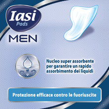 Carica l'immagine nel visualizzatore di Gallery, IASI MEN Super, Livello di Protezione 3, Scudi Assorbenti per perdite urinarie maschili lievi e moderate, 10 Unità