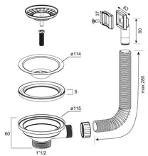 Carica l'immagine nel visualizzatore di Gallery, Piletta 3"1/2 Lavello Inox e Ceramica c/Troppopieno flessibile