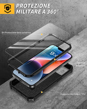 Carica l'immagine nel visualizzatore di Gallery, Lanhiem Cover per iPhone 14/iPhone 13, 14FT Antiurto, 360° Supporto, Nero