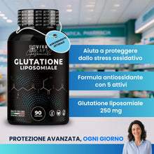 Carica l'immagine nel visualizzatore di Gallery, VIVACAPS Glutatione liposomiale 250mg alto dosaggio 90cps 1 al giorno