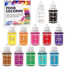 Carica l'immagine nel visualizzatore di Gallery, Coloranti Alimentari a 12 Colori X 10 ML-Grado Alimentare Colorante Alimentare Liquidi Concentrati per Decorare Torte, U