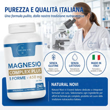 Carica l'immagine nel visualizzatore di Gallery, Magnesio Complex Plus 240 Compresse 5 Forme 450mg | Magnesio Bisglicinato Citrato Malato Pidolato | Magnesio Completo | 