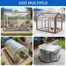 Carica l'immagine nel visualizzatore di Gallery, Telone impermeabile trasparente con occhielli, per mobili da giardino, utilizzabile per esterni, impermeabile, isolament