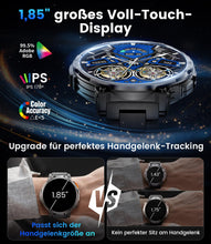 Carica l'immagine nel visualizzatore di Gallery, ESFOE Smartwatch Uomo Militare con 1000mAh/Torcia LED,1.85" Orologio Smart Watch con Chiamate Bluetooth,5ATM Impermeabil