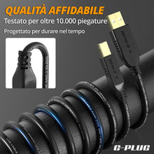 Carica l'immagine nel visualizzatore di Gallery, G-PLUG Cavo Stampante USB 2.0, USB A a B, 2m, Nero, Alta Velocità