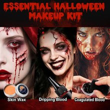 Carica l'immagine nel visualizzatore di Gallery, Trucchi Halloween Kit Make Up con Sangue Finto Lavabile e Cera Cicatrici