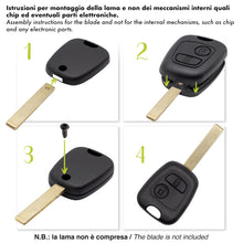 Carica l'immagine nel visualizzatore di Gallery, Lage Guscio per Chiave compatibile con Peugeot 106, 107, 206, 207, 208, 407, Citroen C1 C2 C3 C4 C5 Xsara Picasso Saxo T