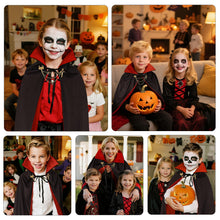 Carica l'immagine nel visualizzatore di Gallery, Cappa da vampiro per bambini con collo alto per adulti, nera e rossa double-face, cappa da vampiro nobile per uomo e don