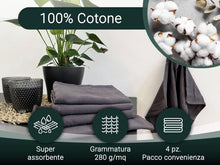 Carica l'immagine nel visualizzatore di Gallery, ZOLLNER 5 strofinacci in cotone - 50x70 cm - canovacci da cucina a righe grigio scuro - assorbenti e robusti - lavabili 