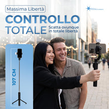 Carica l'immagine nel visualizzatore di Gallery, Bastone Selfie con Treppiede Smartphone Bluetooth, Selfie Stick Estensibile 20-103 cm, Rotazione 360°, Supporto Telefono