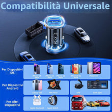 Carica l'immagine nel visualizzatore di Gallery, Adattatore Accendisigari USB, 24W/4.8A Caricatore USB Auto 2 Porte Presa 12-24V Accendisigari Carica Cellulare per iPhon