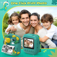 Carica l'immagine nel visualizzatore di Gallery, Macchina Fotografica Bambini Istantanea, CAMCLID 2,4 Pollici Fotocamera Bambini con 32GB Scheda, 12MP/1080P Fotocamera Digitale Bambini Dinosauro, Regali per Ragazzi Ragazze da 3-12 Anni (Verde)