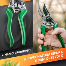 Carica l'immagine nel visualizzatore di Gallery, GRÜNTEK Forbici Cesoie da Potatura Giardino 215mm FALCO con Taglio Bypass