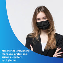 Carica l'immagine nel visualizzatore di Gallery, Mascherine chirurgiche – 200 pezzi nere 3 strati monouso tipo IIR