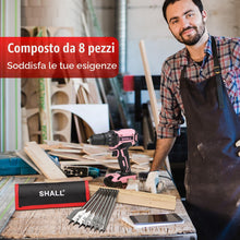 Carica l'immagine nel visualizzatore di Gallery, SHALL- Set di punte piatte per legno, 8 pezzi, codolo esagonale a cambio rapido da 1/4", Ø 6-32 mm, punta da trapano per