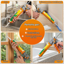 Carica l'immagine nel visualizzatore di Gallery, DEKO Pistola per Silicone Manuale, Doppio Rapporto di Spinta 10:1 e 20:1, Antigoccia Selezionabile, Portacartuccia Girev