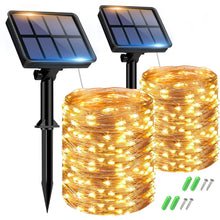 Carica l'immagine nel visualizzatore di Gallery, btfarm 2 Pacchi Luci Solari Esterno, 15+2M 150LED Catena Luminosa Esterno Solare, 8 Modalità Impermeabili Filo di Rame L
