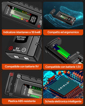 Carica l'immagine nel visualizzatore di Gallery, AKIELO+ Tester Digitale per Batterie – Display LCD di Facile Lettura – Nessuna Batteria Necessaria – Verificatore Univer