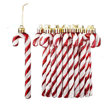 Carica l'immagine nel visualizzatore di Gallery, HERZWILD 12 decorazioni per albero di Natale a forma di bastoncini di zucchero, decorazioni palline natalizie (bianco-rosso)