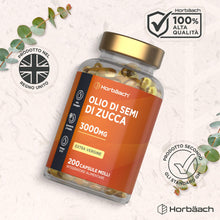 Carica l'immagine nel visualizzatore di Gallery, Olio di Semi di Zucca Capsule 3000 mg - Pumpkin Seed Oil Integratore