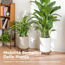 Carica l'immagine nel visualizzatore di Gallery, Bamworld Porta Piante da Interno con Ruote – Set di 2 Basi Rotonde in Legno per Vasi Grandi, Pedana Mobile per Interno e