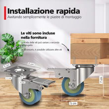 Carica l'immagine nel visualizzatore di Gallery, RAVN HAMAN Set di 4 Ruote per mobili 50 mm, 50 kg, con freno