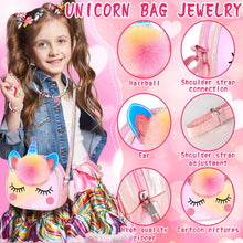 Carica l'immagine nel visualizzatore di Gallery, ZLPBAO 20pc Unicorno Bambina Regalo, Regalo Bambina 3 4 5 6 Anni Unicorno Regalo Borsetta Set per Capelli Mollette Ragazze Arcobaleno Collana Bracciale Anello Orecchino Travestimenti e Giochi di Ruolo