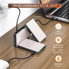 Carica l'immagine nel visualizzatore di Gallery, Telefono Luce Selfie, Luce per Foto Portatile Dimmerabile 2500-9000K CRI 95+ 3000mAh Batteria 120 LED con Treppiede e Cl