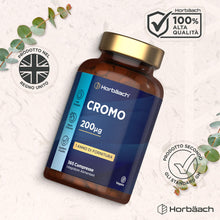 Carica l'immagine nel visualizzatore di Gallery, Cromo Picolinato 200 mcg - 365 Compresse Vegane