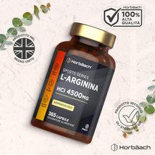 Carica l'immagine nel visualizzatore di Gallery, L-Arginina 4500 mg - 365 Compresse Vegane - Arginina HCl