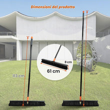 Carica l'immagine nel visualizzatore di Gallery, TreeLen Scopa a spinta da 61 cm per esterni, resistente, con manico lungo, setole rigide, per patio, cortile, garage, te