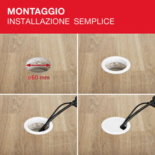 Carica l'immagine nel visualizzatore di Gallery, LouMaxx Set di 2 passacavi da scrivania bianchi, diametro 60 mm, passacavi da tavolo in plastica robusta, copertura perf