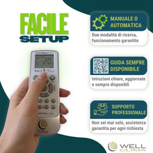 Carica l'immagine nel visualizzatore di Gallery, Wellclima Double E.S Telecomando Universale per Condizionatori Climatizzatori, Progettazione Italiana, Compatibile con 1