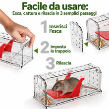 Carica l'immagine nel visualizzatore di Gallery, Roshield – 2 x Trappole umane per la cattura di topi (non adatte ai ratti), per uso interno ed esterno. Riutilizzabili, 
